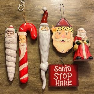 Vintage Santa Claus Christmas Tree Ornaments Lot of Five